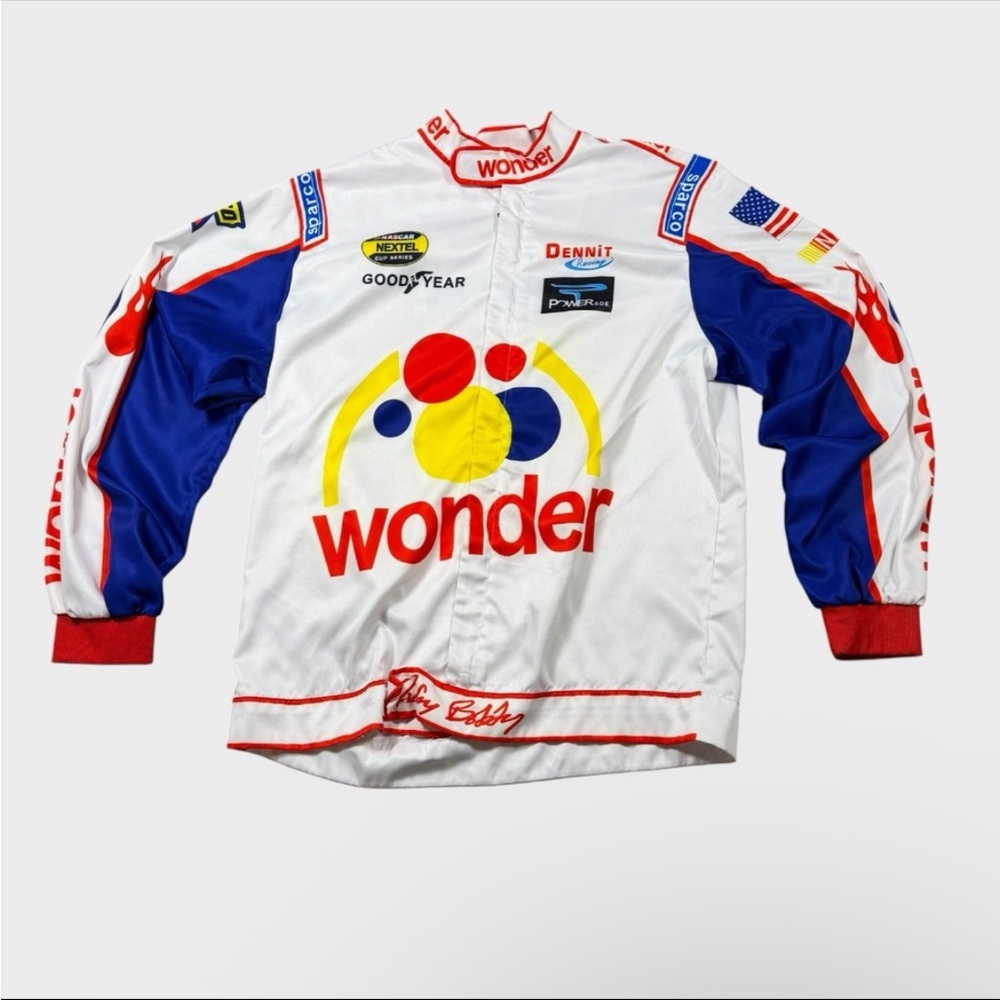Wonder Bread Kids Racing Jacket Top - White, Blue & Red. Size Small.